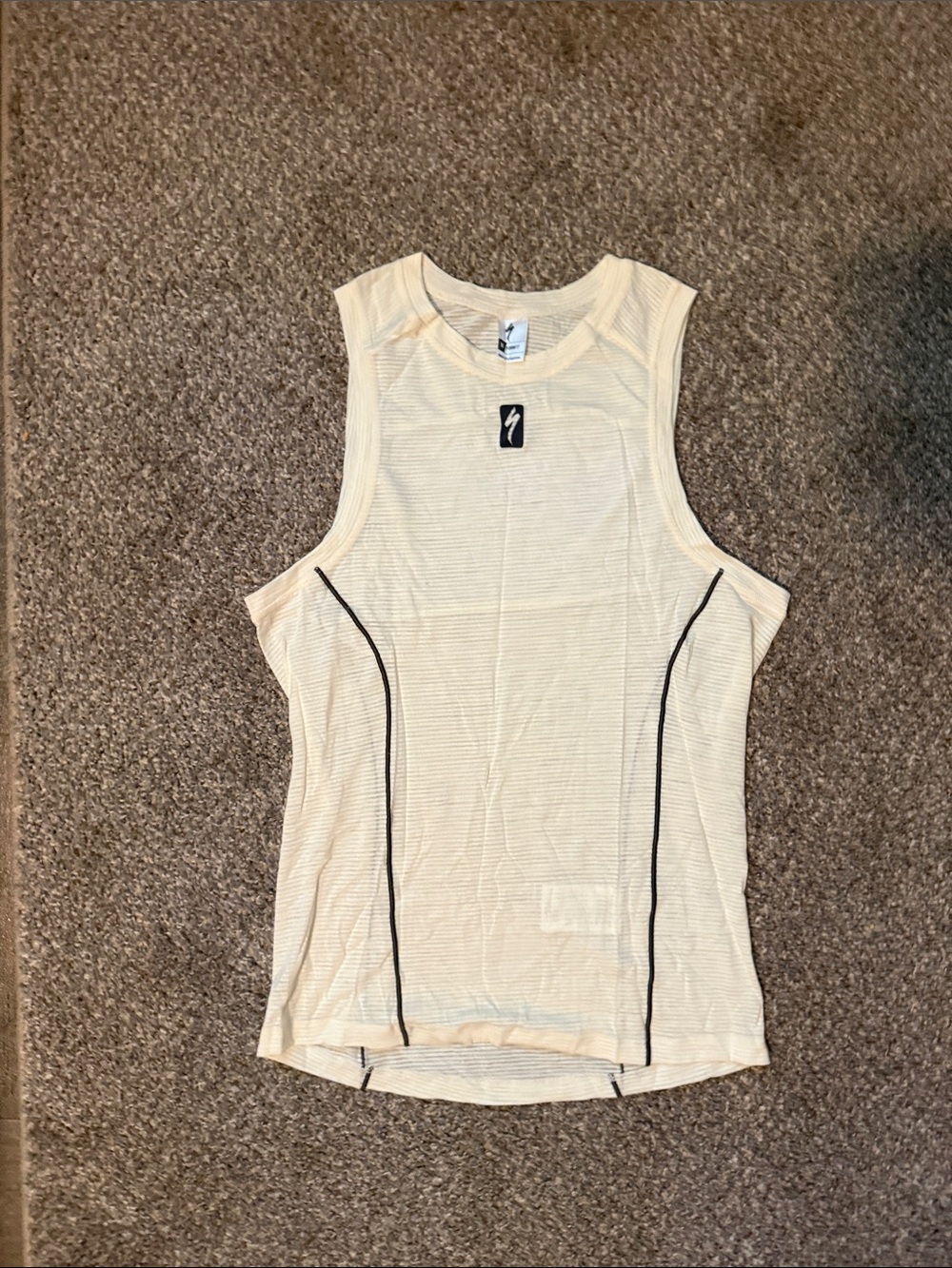 Specialized Sleeveless Cycling Tank in Cream with Black Piping
